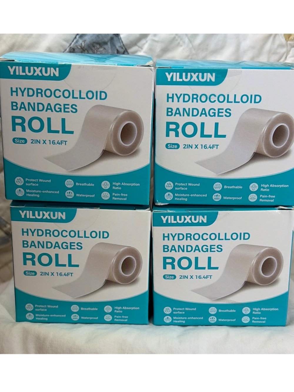 YILUXUN Hydrocolloid Dressing Roll 2in x 16.4ft Waterproof Breathable 4 Pack